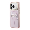 Karl Lagerfeld для iPhone 17 Pro чехол IML NFT Choupettes Script logo Metal Cam прозрачный/розовый (MagSafe)