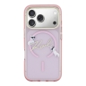 Karl Lagerfeld для iPhone 17 Pro чехол IML NFT Choupettes Script logo Metal Cam прозрачный/розовый (MagSafe)