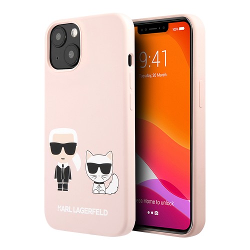 Чехол Lagerfeld Liquid silicone Karl & Choupette Hard для iPhone 13, розовый
