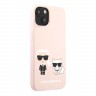 Чехол Lagerfeld Liquid silicone Karl & Choupette Hard для iPhone 13, розовый