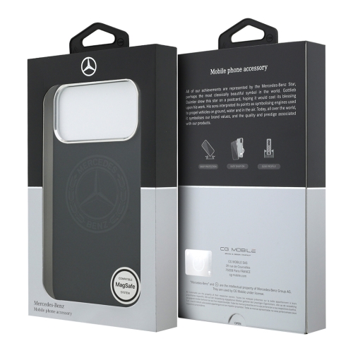 Mercedes для iPhone 17 Pro Max чехол Liquid silicone Vintage Logo Metal Cam Hard Black (MagSafe)