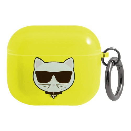 Чехол Karl Lagerfeld TPU FLUO with ring Choupette Transparent для Airpods 3 (2021), желтый