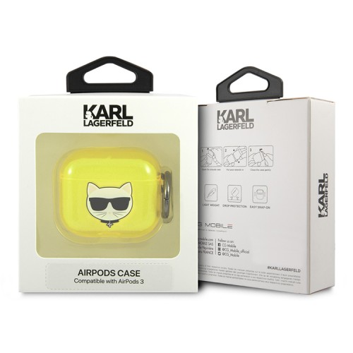 Чехол Karl Lagerfeld TPU FLUO with ring Choupette Transparent для Airpods 3 (2021), желтый