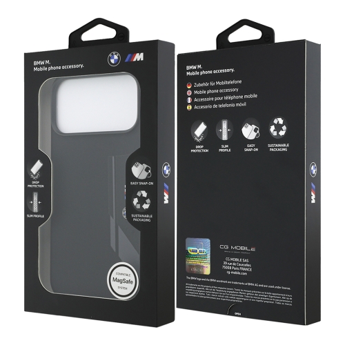 BMW для iPhone 17 Pro чехол M-series Liquid silicone Vertical logo Metal Cam Hard Black (MagSafe)