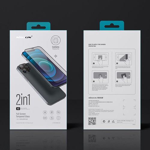 Защитное стекло Nillkin 2-in-1 Screen protector +Camera lens для iPhone 14 Pro Max, черная рамка