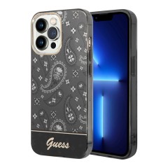 Чехол Guess Paisley w Electroplated camera Hard для iPhone 14 Pro, черный