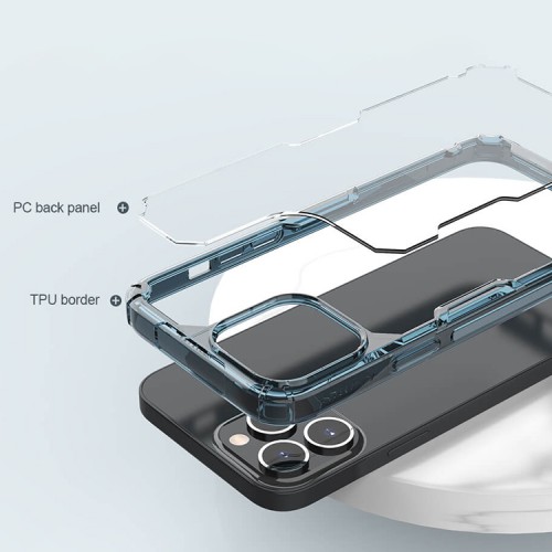 Чехол Nillkin Nature Pro для iPhone 14 Pro, прозрачный/синяя рамка