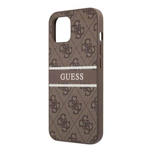 Чехол Guess 4G Stripe printed logo Hard для iPhone 14, коричневый