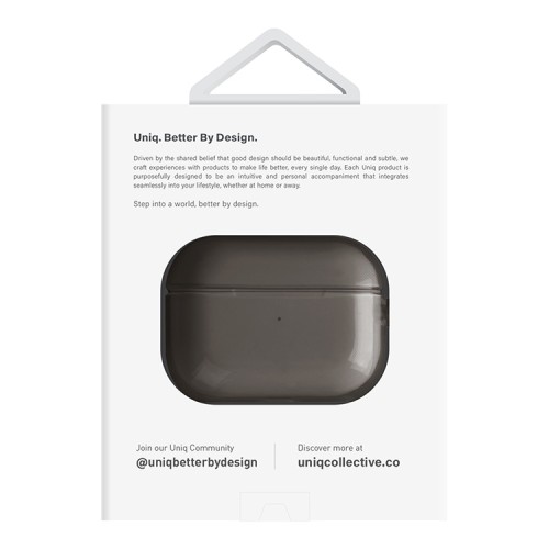 Чехол Uniq Glase с карабином для AirPods Pro 2, Smoke Grey