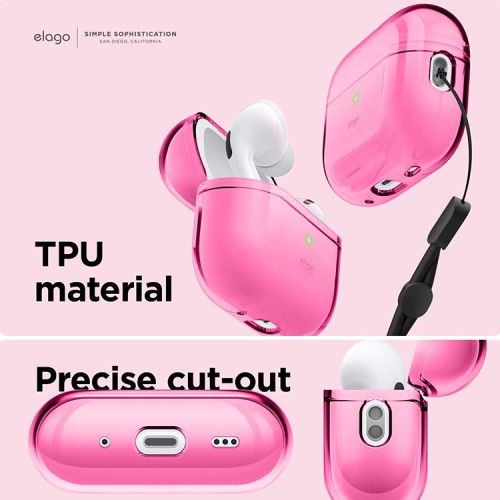 Чехол Elago Clear case для AirPods Pro 2, Neon Hot Pink