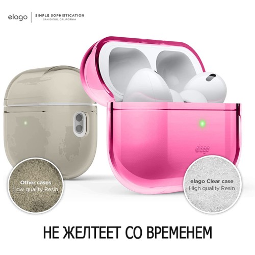 Чехол Elago Clear case для AirPods Pro 2, Neon Hot Pink