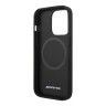 Кожаный чехол AMG Leather Curved lines Hard для iPhone 14 Pro, черный (MagSafe)