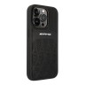 Кожаный чехол AMG Leather Curved lines Hard для iPhone 14 Pro, черный (MagSafe)