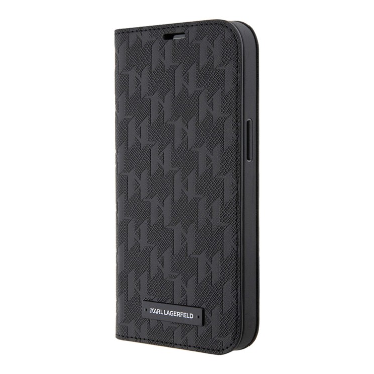 Чехол Lagerfeld PU Saffiano Monogram Booktype для iPhone 14 Pro Max, черный