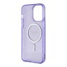 Чехол Guess Glitter Metal outline Hard для iPhone 13 Pro, фиолетовый/золотой (MagSafe)
