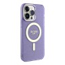 Чехол Guess Glitter Metal outline Hard для iPhone 13 Pro, фиолетовый/золотой (MagSafe)
