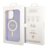 Чехол Guess Glitter Metal outline Hard для iPhone 13 Pro, фиолетовый/золотой (MagSafe)