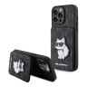 Lagerfeld для iPhone 15 Pro чехол Cardslot Stand PU Saffiano Monogram NFT Choupette Hard Black