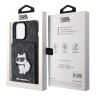 Lagerfeld для iPhone 15 Pro чехол Cardslot Stand PU Saffiano Monogram NFT Choupette Hard Black
