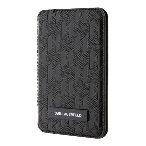Karl Lagerfeld магнитный бумажник-подставка Wallet MagSafe Cardslot Stand Saffiano Monogram Plate loogo Black