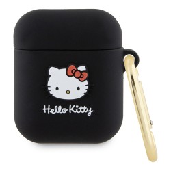 Hello Kitty для Airpods 1/2 чехол Liquid silicone 3D Rubber Kitty Head Black