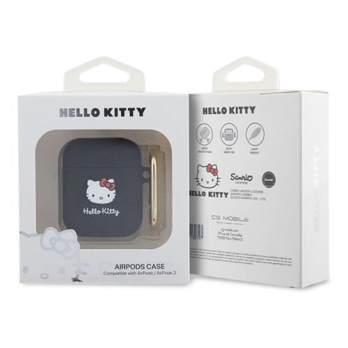 Hello Kitty для Airpods 1/2 чехол Liquid silicone 3D Rubber Kitty Head Black
