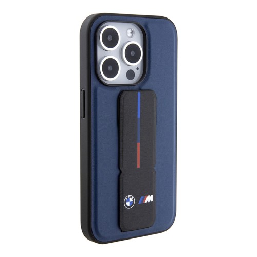 BMW для iPhone 15 Pro Max чехол GripStand M-Collection PU Tricolor line Hard Navy