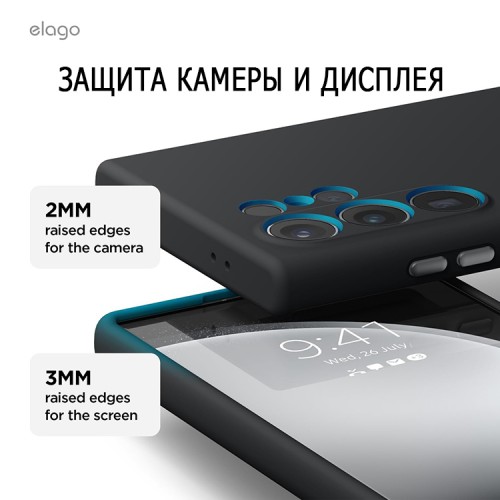 Elago для Galaxy S24 Ultra чехол Soft silicone (Liquid) Black