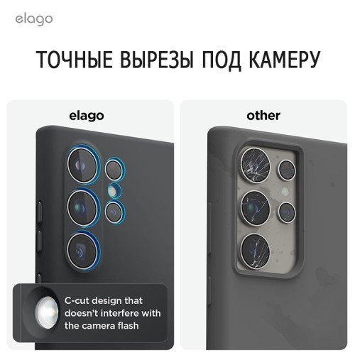 Elago для Galaxy S24 Ultra чехол Soft silicone (Liquid) Black