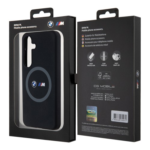 BMW для Galaxy S24 чехол M-Collection Liquid silicone Laser Ring Hard Black (MagSafe)