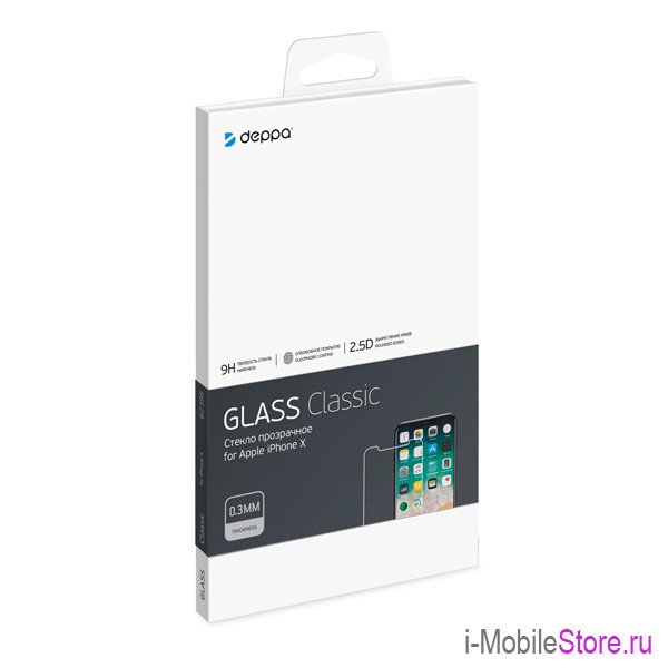 Deppa Classic 2.5 D для iPhone X, XS, прозрачное 62395