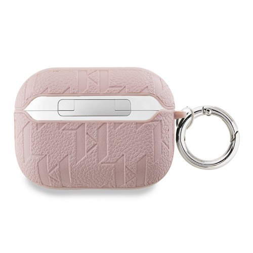 Karl Lagerfeld для Airpods Pro 2 чехол PU Saffiano Monogram with ring NFT Metal Head Karl Pink