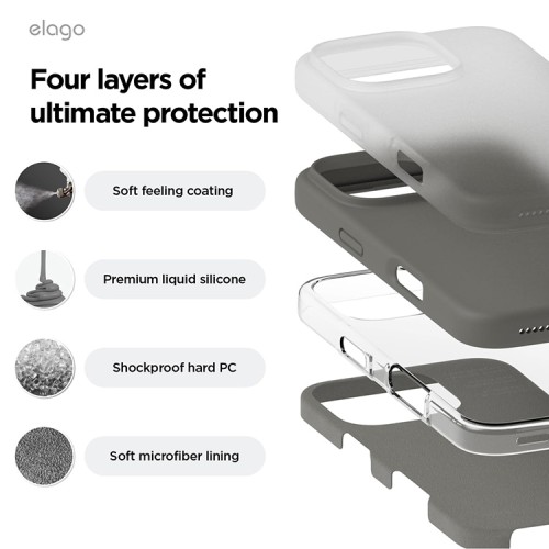 Elago для iPhone 16 Pro Max чехол Soft silicone (Liquid) Medium Gray