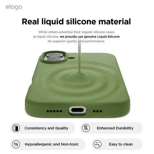 Elago для iPhone 16 чехол Soft silicone (Liquid) Cedar Green