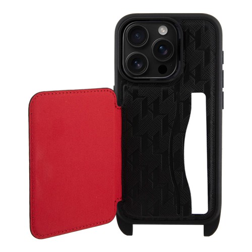 Karl Lagerfeld для iPhone 16 Pro Max чехол Crossbody cardslot PU Monogram Plate logo Hard Black