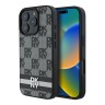 DKNY для iPhone 16 Pro чехол PU Checkered Printed stripes Metal logo Hard Black