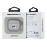 Karl Lagerfeld для Airpods 4 чехол PU Saffiano Monogram with ring NFT Metal Head Karl Silver