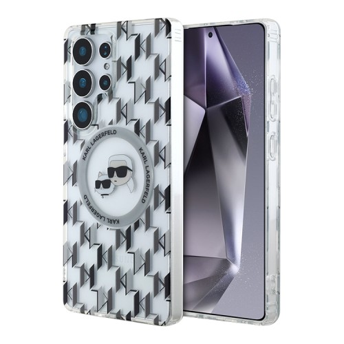 Karl Lagerfeld для Galaxy S25 Ultra чехол PC/TPU Monogram NFT Karl & Choup Metal Cam Hard Trsp (MagSafe)