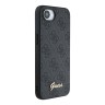 Guess для iPhone 16e чехол PU 4G Script metal logo Hard Black (MagSafe)