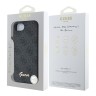 Guess для iPhone 16e чехол PU 4G Script metal logo Hard Black (MagSafe)