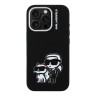 Karl Lagerfeld для iPhone 16 Pro чехол Liquid Silicone Sketch Karl&Choupette Black (MagSafe)