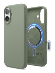 Elago для iPhone 17 чехол Magnetic Silicone Khaki Green (MagSafe)