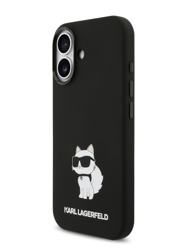 Karl Lagerfeld для iPhone 17 чехол Liquid silicone NFT Choupette Metal Cam Hard Black (MagSafe)
