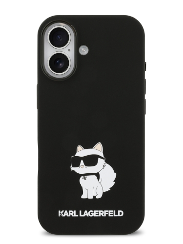 Karl Lagerfeld для iPhone 17 чехол Liquid silicone NFT Choupette Metal Cam Hard Black (MagSafe)