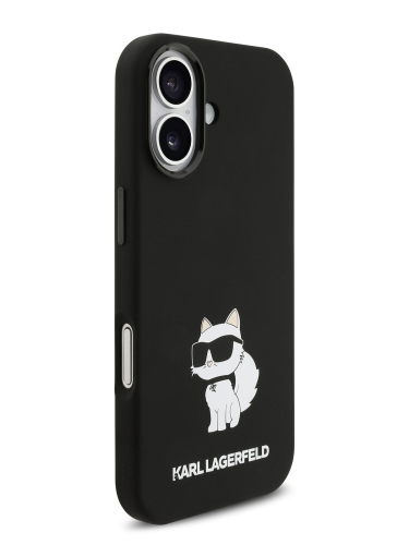 Karl Lagerfeld для iPhone 17 чехол Liquid silicone NFT Choupette Metal Cam Hard Black (MagSafe)