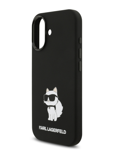 Karl Lagerfeld для iPhone 17 чехол Liquid silicone NFT Choupette Metal Cam Hard Black (MagSafe)