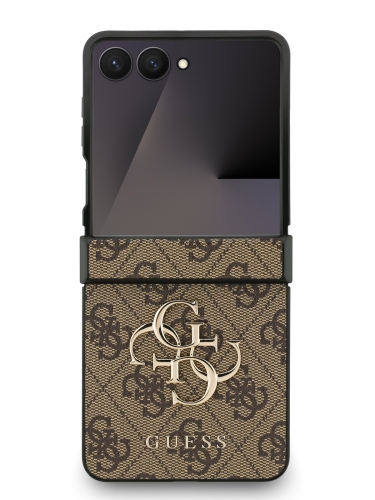 Guess для Galaxy Z Flip7 чехол PU 4G Big metal logo Hard Brown