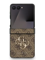 Guess для Galaxy Z Flip7 чехол PU 4G Big metal logo Hard Brown