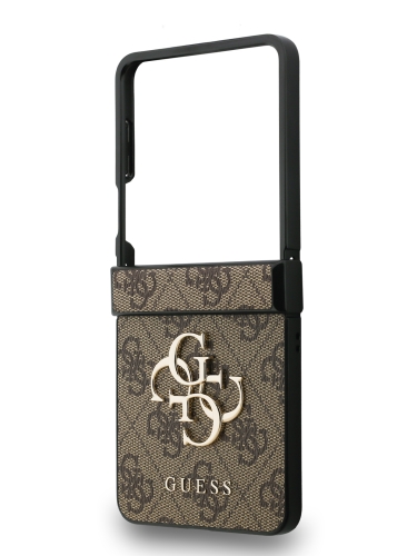 Guess для Galaxy Z Flip7 чехол PU 4G Big metal logo Hard Brown