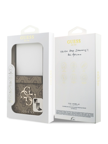Guess для Galaxy Z Flip7 чехол PU 4G Big metal logo Hard Brown